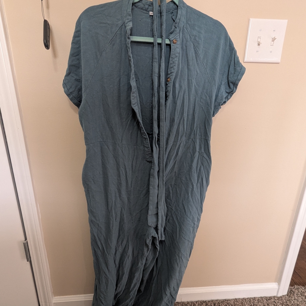 Blue Button-Up Jumpsuit